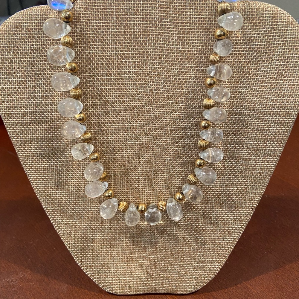 Vintage crystal and gold beads choker necklace